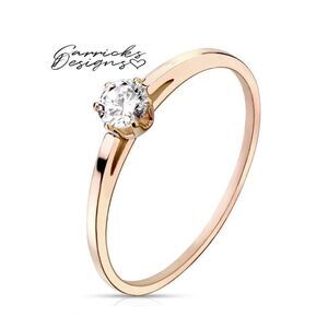 Women's Rose Gold IP Round Solitaire Promise Ring